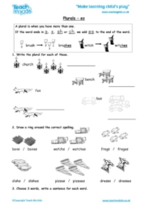 Worksheets for kids - plurals_-_es